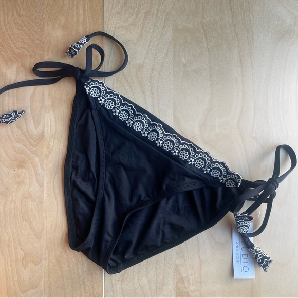 Anne Cole Studio | Black Eyelet Side-Tie Bikini Bottoms - Picture 3 of 8